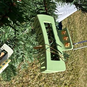 Green Handmade Flower Claw Clips Polymer Clay Charm Trendy Hair Accessories